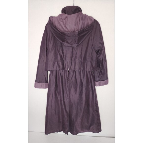VTG Fleet Street Trench Coat Dk Purple Removable Hood Adjustable Waist Womens 12 - Picture 4 of 11